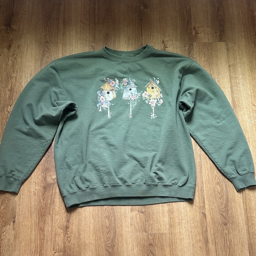 Vintage Made‎ in USA 100% Cotton Oversized Birdhouse Sweatshirt